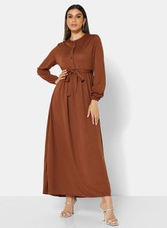 Buy Solid Belted Dress in Saudi Arabia