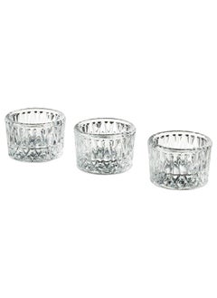 Buy Tealight Holder Clear Glass Patterned 4 Cm in Saudi Arabia