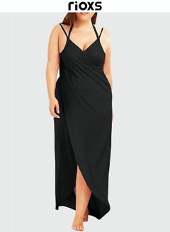 Buy Women Summer Beach Dress Spaghetti Strap Bikini Wrap Backless Swimsuits Cover Up Long Loose Maxi Dress in Saudi Arabia