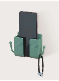 Buy Wall Hanging Wall Mount Mobile Phone Adhesive Holder With Hooks Green in UAE