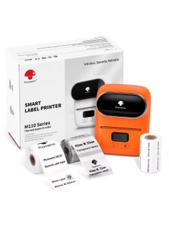 Buy Phomemo M110 Label Maker Thermal Printer with 3 Roll Paper Orange Colour in UAE