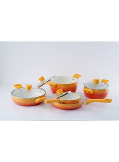 اشتري Amato 9-Piece Cookware Set -Orange في الامارات