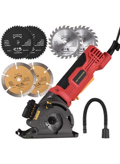 اشتري 580W 3700RPM Mini Circular Saw Corded 4.8 Amp Electric Compact Circular Saw with Laser Guide Scale Ruler Vacuum Port 6 Blades for Cutting Wood Tile Plastic Soft Metal في السعودية