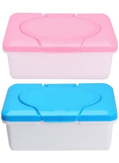 Buy 2 Pcs Baby Wet Tissue Box Portable Wet Wipe Travel Cases Napkin Tissue Paper Storage Box Plastic Wipes Dispenser Casefor Inside Home Travel Holder Container Pink + Blue in Saudi Arabia