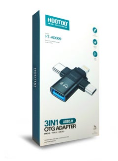 Buy 3 In 1  Adapter Type-C, Micro And IPhone To USB 3.0 HT-AD009 OTG Transmission Charger Black in Saudi Arabia