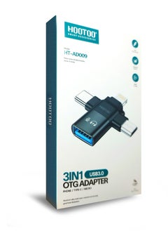 Buy 3 In 1  Adapter Type-C, Micro And IPhone To USB 3.0 HT-AD009 OTG Transmission Charger Black in Saudi Arabia