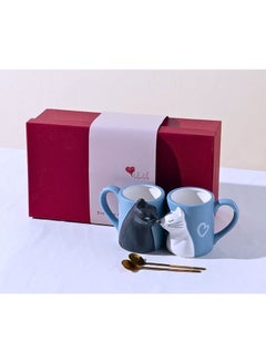 اشتري Coffee Couple Mug set, Unique Funny Tea Ceramic Cup Set for Bride and Groom, Matching Gift For Birthday, Anniversary, Wedding, Engagement Valentines Day Girlfriend Wife (Cat mug) في الامارات