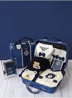 Buy Gift Box Blue Suitcase Bear Spring and Autumn Summer Edition Pure Cotton Clothes in Saudi Arabia