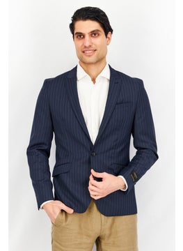 Buy Men Slim Fit Stripe Pillomen Formal Blazer, Navy in UAE