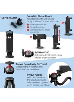 اشتري SquidGrip Flexible Cell Phone Tripod and Portable Action Camera Holder - Compatible with iPhone, GoPro, Android, Samsung, Google Pixel and All Mobile Phones في الامارات