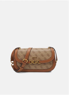 Buy DAGAN - Colour-block bezel shoulder bag - brown print in Saudi Arabia