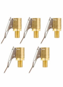 Buy 5pcs Brass Air Chuck Tire Air Chuck Heavy Duty Lock on Tire Inflator Chuck with Clip for Tire Inflator Gauge Compressor Accessories in Saudi Arabia