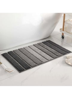 اشتري Bathroom Rugs Bath Mat 50x80cm Non-Slip Fluffy Soft Plush Microfiber Shower Carpet Rug Machine Washable Quick Dry Ultra Bath Mats for Tub Bathroom and Shower Dark Grey. في الامارات