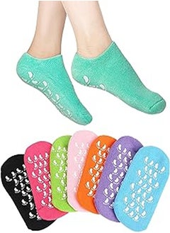 اشتري SAFERSKY Moisturizing Gel Socks, Ultra-Soft Moisturizing Socks with Spa Quality Gel for Moisturizing, Gel Socks Helps Repair Dry Cracked Skins,Spa Gel Heel Socks for Woman (Color May Vary) في مصر