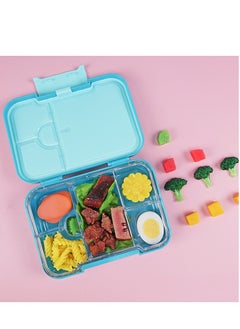 Buy Single Button Leak Proof Children's Bento Box Sealed And Fresh-Keeping 6 Compartments Plastic Lunch Box Sky Blue 800-1000ML in Saudi Arabia