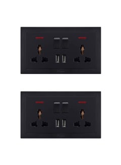 Buy Universal Wall Socket Dual 2 USB Plug Switch Power Supply Plate 2100mA High Quality Charger Multifunctional Three Hole Socket in UAE