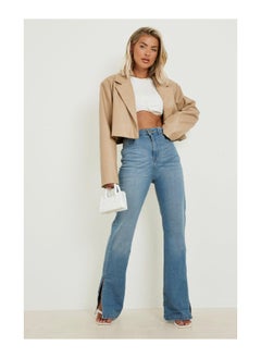 Buy High Waisted Split Wide Leg Jeans in Saudi Arabia