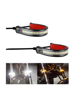 اشتري SYOSI 2Pcs Motorcycle LED Turn Signal Light, Adjustable Switchback Dual Color White Amber Fork Turn Signal Blinkers, Universal Daytime Running Light Waterproof LED Turn Signals for Motorcycle في السعودية