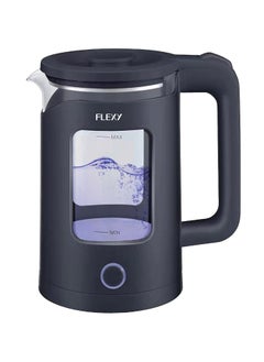 اشتري FLEXY® 1.5L 1360W Electric Kettle Glass Water Boiler | Double Crystal Walls, Auto Shut-Off | Instant Water Heater Tea Maker | Boil-Dry Protection, 360° Swivel Base | Cool Handle في السعودية