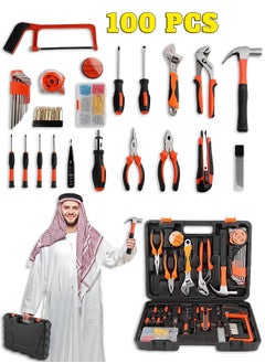 Buy 100-Piece Automotive and Household Tool Set - Car Repair Tool Kit - Home DIY Tool - Tool Kits for Men - Contains Screwdriver, Claw Hammer, Wrench, Pliers, Utility Knife, Saw, Tape Measure in UAE