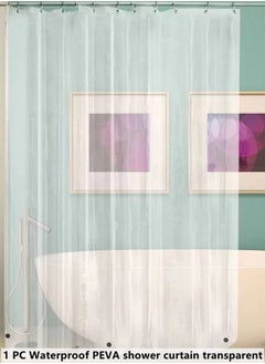 اشتري 1-Piece Waterproof PEVA Shower Curtains Transparent 180 x 180 Centimeter في الامارات