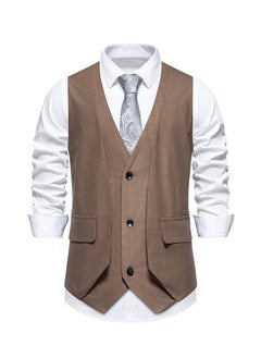 Buy New Retro V-Neck Fake Two Piece Vest in UAE