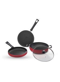 Buy Induction Base Non Stick Aluminium Cookware Set Of 3 in UAE