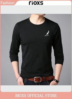 Buy Men's Basic Slim Top Long Sleeve Basic Round Neck T-Shirt Casual Crew Neck Shirt in UAE