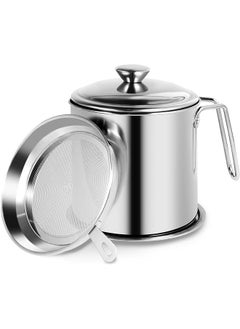 Buy Stainless Steel Oil Filter Pot Oil Storage Container With Fine Mesh Strainer And Dustproof Lid Suitable For Storing Frying Oil And Cooking Grease Cooking Oil Strainer 1.3L in Saudi Arabia