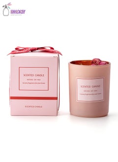 Buy Pink Glass Scented Candle, 160G Soy Wax, Can Burn About 28-32 Hours, Osmanthus Flower in Saudi Arabia