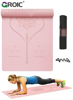 Buy Yoga Mat Non Slip, Pilates Fitness Mats, Anti-Tear 72"x 31.5" x 0.6" Thick Yoga Mats for Women, Exercise Mats for Yoga Pilates Home Floor Workout with Carrying Sling and Storage Bag in UAE