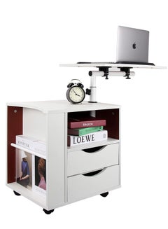Buy Movable and Adjustable Multi-function Bedside Computer Table with Lockers White in Saudi Arabia