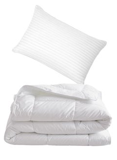 اشتري Classic Cotton Duvet Insert Single Size 160X220Cm With 1 Pillow Cotton White في الامارات