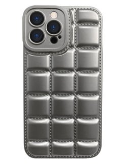 اشتري Luxury Plating Chocolate Block Pattern Case For Iphone 14 Pro, Shockproof Phone Back Cover For iPhone 14 Pro - Silver في مصر