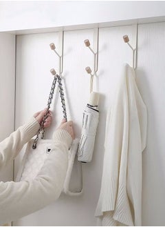 Buy Over The Door Hooks,3 Packs Sturdy Metal Over Door Wooden Hooks Organizer Rack For Hanging Coats Hats Robes Towels,White in Saudi Arabia