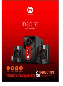 Buy 4-Piece Bluetooth Multimedia Speaker Set MD801MS Black/Red in Saudi Arabia