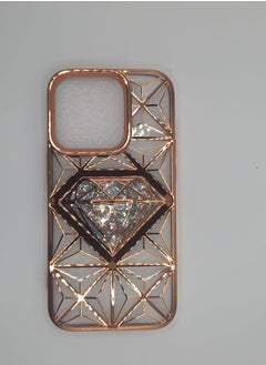 Buy Transparent Gold IPhone 14 Pro Back Cover With Diamond Shape in Saudi Arabia