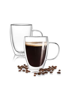 Double Wall Glass Coffee mugs, (4-Pcak) 12 Ounces-Clear Glass Coffee Cups  with Handle,Insulated Coffee Glass,Cappuccino Cups,Tea Cups,Latte Cups,Beverage  Glasses Heat Resistant price in Saudi Arabia | Amazon Saudi Arabia | kanbkam
