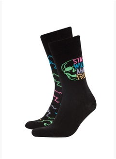 Buy 2 Pack Neon Skeleton Print Long Socks in UAE