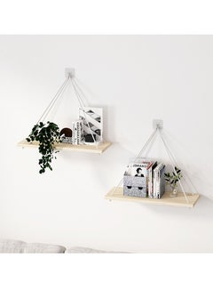 Buy Set of 2 Modern Boho Style Triangle Floating Wooden Wall Hanging Shelves in Saudi Arabia