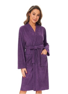 اشتري Purple Colour Terry COTTON ROBE UNISEX  Bathrobe Large Size في الامارات