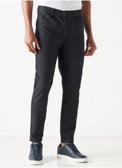 Buy Iconic Regular Fit Solid 5-Pocket Twill Chinos in Saudi Arabia