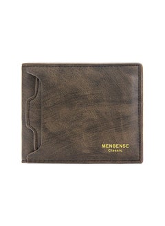 Buy Wood Grain Classic Men's Leather Bifold Short Wallet Card Holder Money Bag with Commute Business 11.5 x 9.5 x 2cm in Saudi Arabia