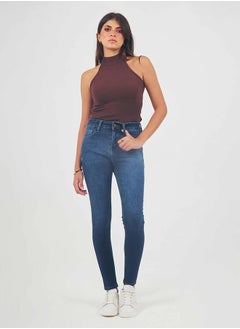 Buy High-Waist Dark Blue Wash Skinny Jeans. in Egypt