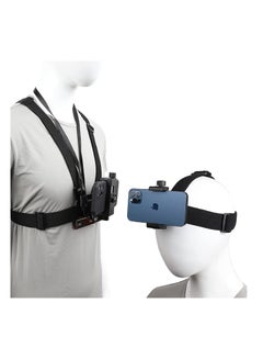 Buy Mobile Phone Chest Strap Harness Mount Head Strap Holder Kit for POV/VLOG,Cell Phone Clip Compatible with iPhone,Samsung,Go Pro Hero 9, 8,7, 6, 5, 4, 3,2, 1,AKASO,DJI Osmo,and Action Cameras in UAE