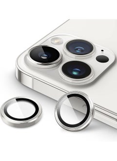 Buy Camera Lens Protector for iPhone 15 Pro 6.1-Inch and iPhone 15 Pro Max 6.7-Inch 9H Tempered Glass Metal Individual Ring Cover HD Clear in UAE