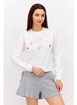 Buy Women Sportswear Fit Long Sleeve Outdoor Sweatshirt, White in Saudi Arabia