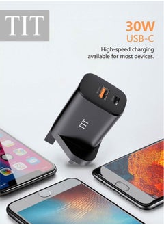 اشتري Wall Charger Fast 30W , Q3.0 2Ports USB And Type C في السعودية