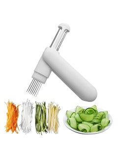 Buy Peeler 3 in 1 Stainless Steel Cutter Slicer with Julienne Cleaning Brush for Carrot Potato Melon Gadget Vegetable Fruit in Saudi Arabia