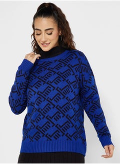 Buy Crew Neck Jacquard Sweater in UAE